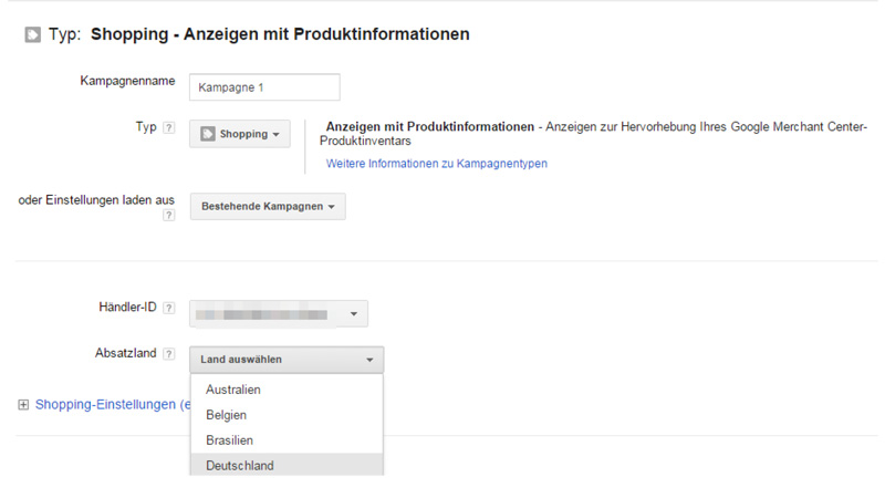 Tutorial Google Shopping Kampagne Erstellung 2